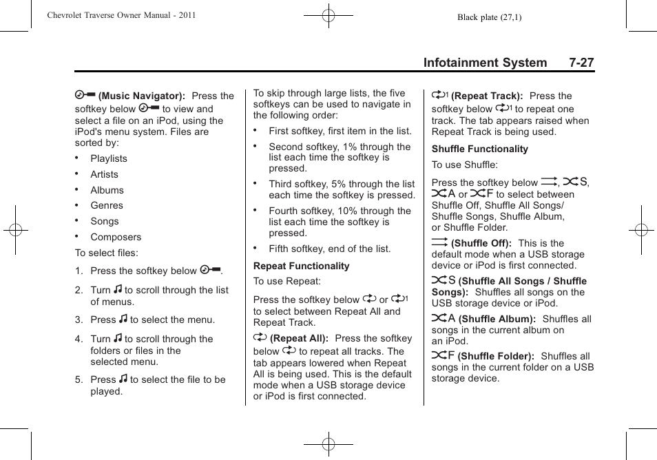 CHEVROLET 2011 Traverse User Manual | Page 217 / 452