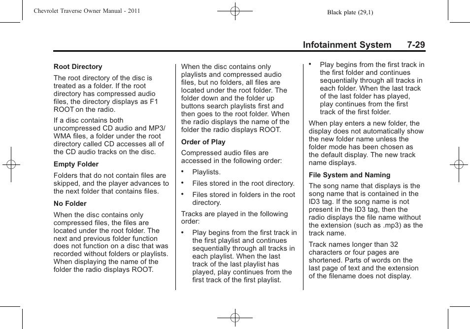 Infotainment system 7-29 | CHEVROLET 2011 Traverse User Manual | Page 219 / 452