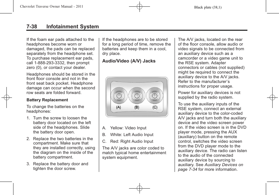 38 infotainment system | CHEVROLET 2011 Traverse User Manual | Page 228 / 452