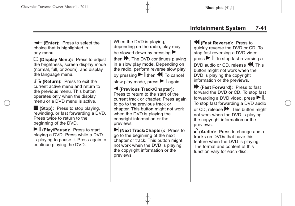 CHEVROLET 2011 Traverse User Manual | Page 231 / 452