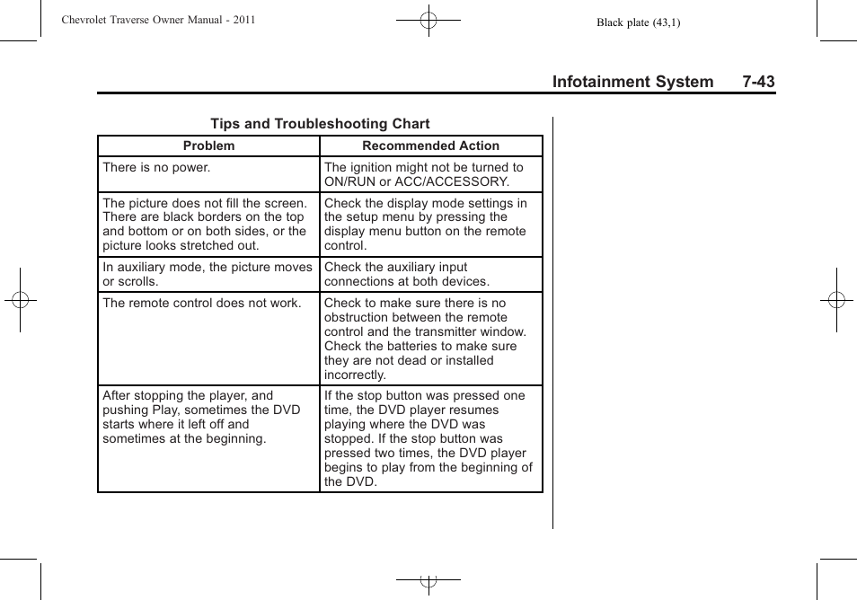 Infotainment system 7-43 | CHEVROLET 2011 Traverse User Manual | Page 233 / 452