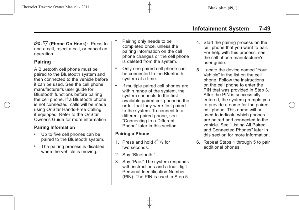 Infotainment system 7-49 | CHEVROLET 2011 Traverse User Manual | Page 239 / 452