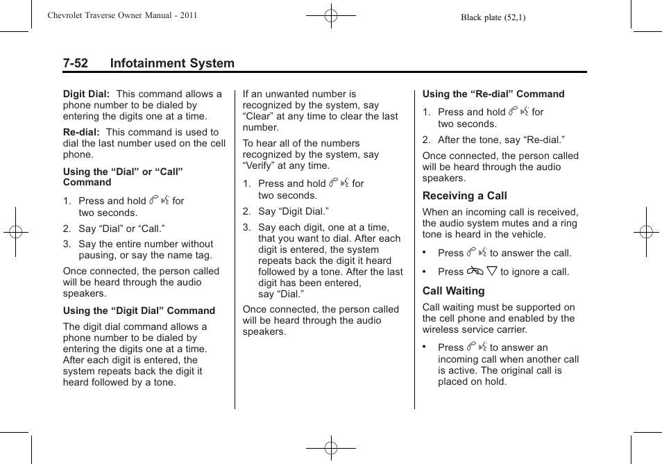 52 infotainment system | CHEVROLET 2011 Traverse User Manual | Page 242 / 452