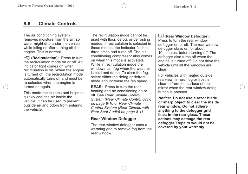 CHEVROLET 2011 Traverse User Manual | Page 252 / 452