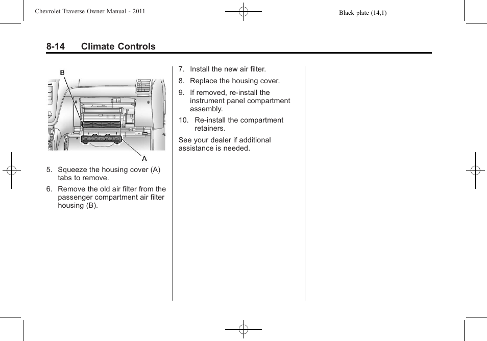 14 climate controls | CHEVROLET 2011 Traverse User Manual | Page 258 / 452