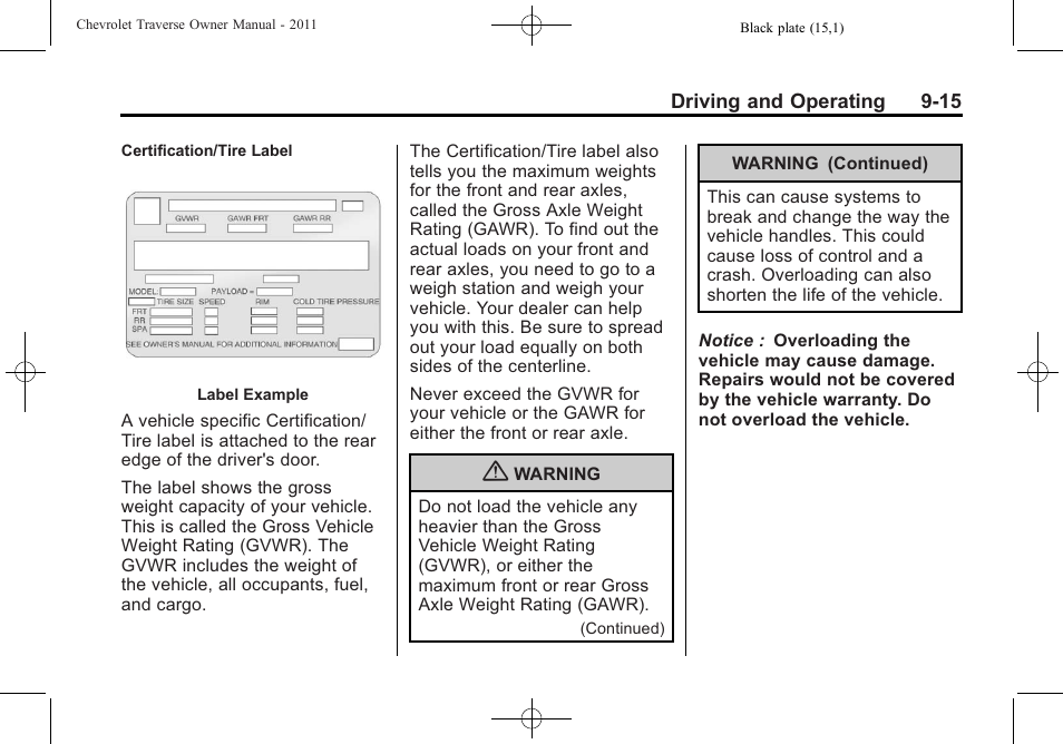 CHEVROLET 2011 Traverse User Manual | Page 273 / 452