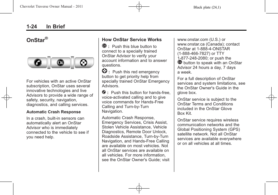 Onstar | CHEVROLET 2011 Traverse User Manual | Page 30 / 452