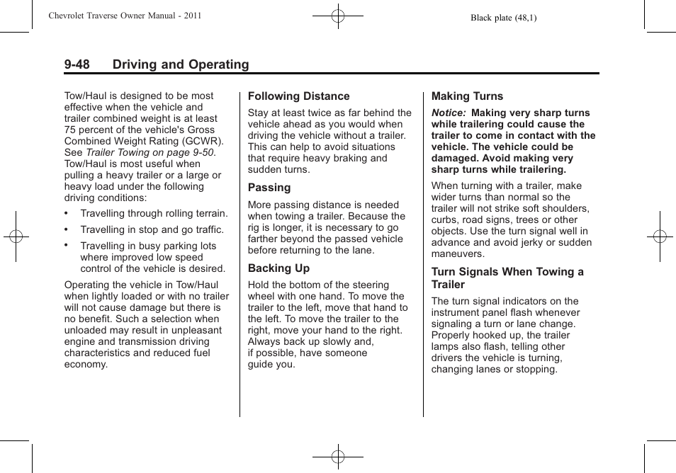 48 driving and operating | CHEVROLET 2011 Traverse User Manual | Page 306 / 452
