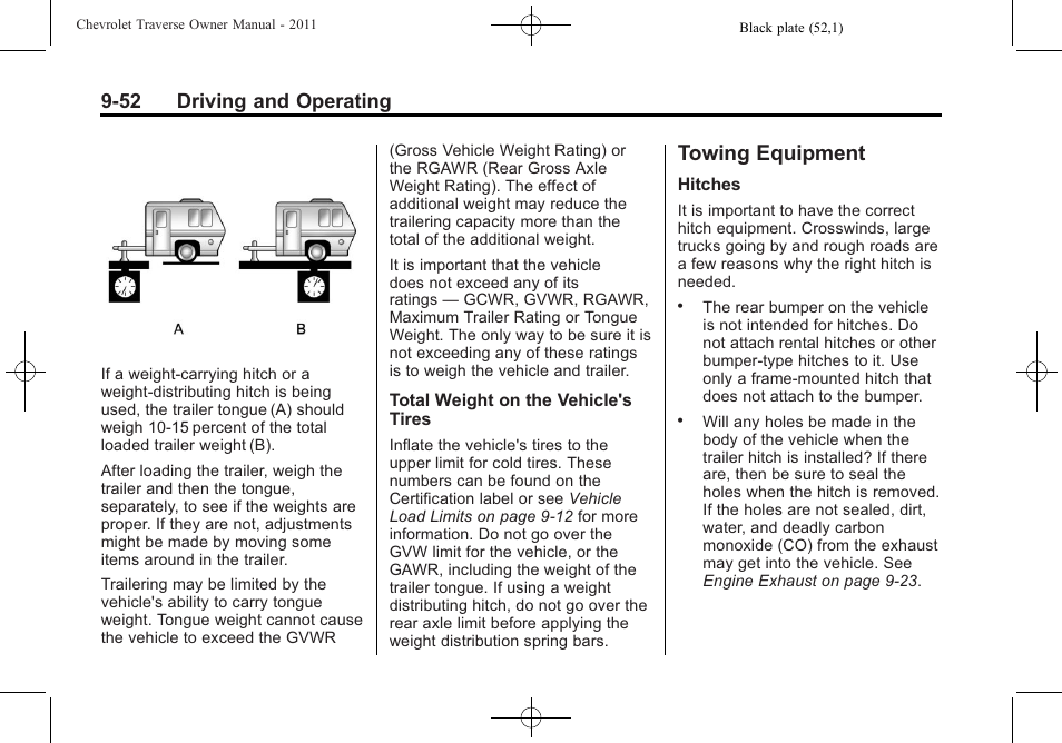 Towing equipment, Towing equipment -52, 52 driving and operating | CHEVROLET 2011 Traverse User Manual | Page 310 / 452