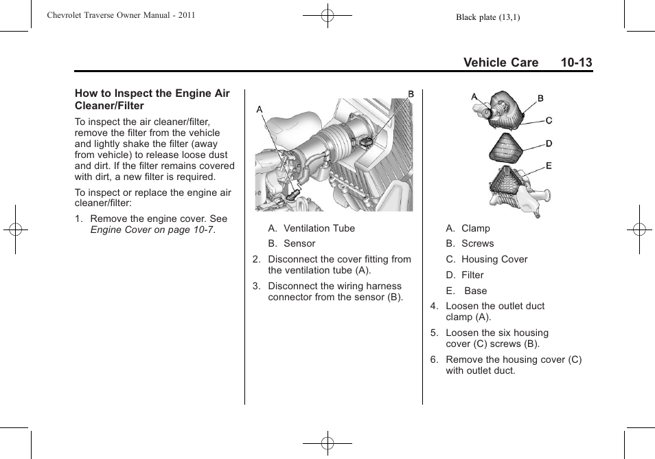 Vehicle care 10-13 | CHEVROLET 2011 Traverse User Manual | Page 325 / 452