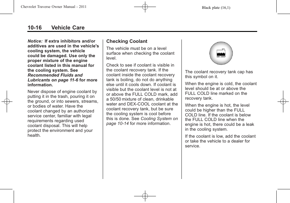 16 vehicle care | CHEVROLET 2011 Traverse User Manual | Page 328 / 452