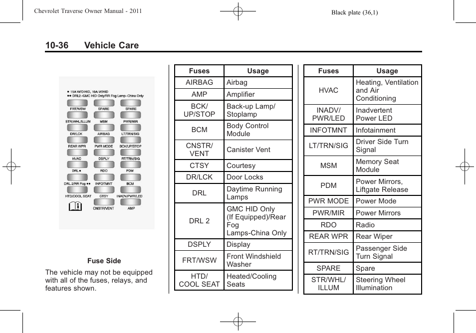 36 vehicle care | CHEVROLET 2011 Traverse User Manual | Page 348 / 452