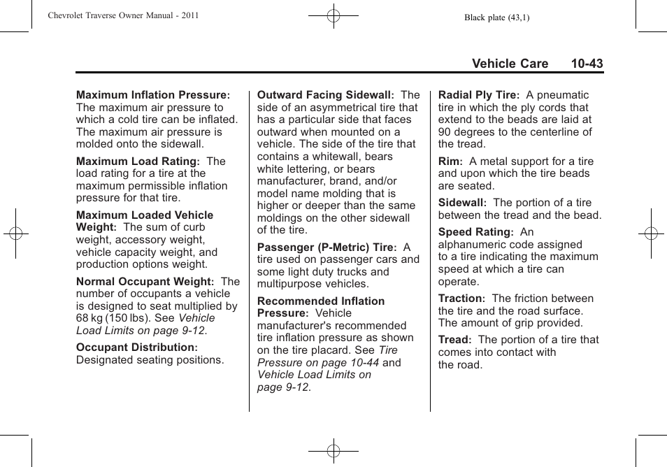 CHEVROLET 2011 Traverse User Manual | Page 355 / 452