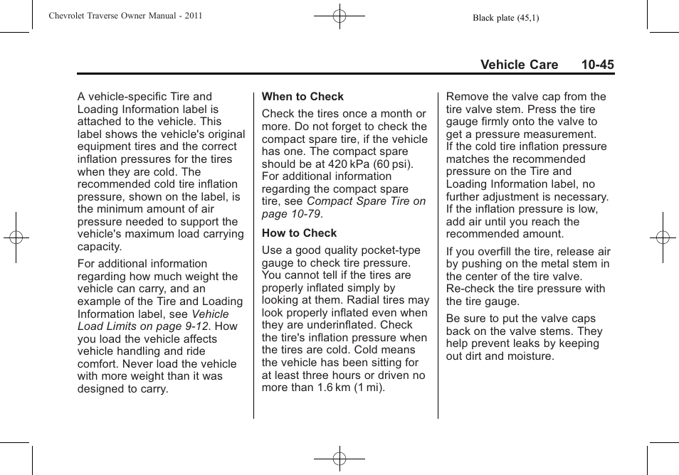 CHEVROLET 2011 Traverse User Manual | Page 357 / 452