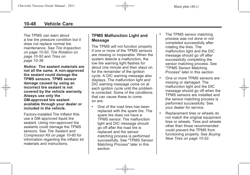 48 vehicle care | CHEVROLET 2011 Traverse User Manual | Page 360 / 452