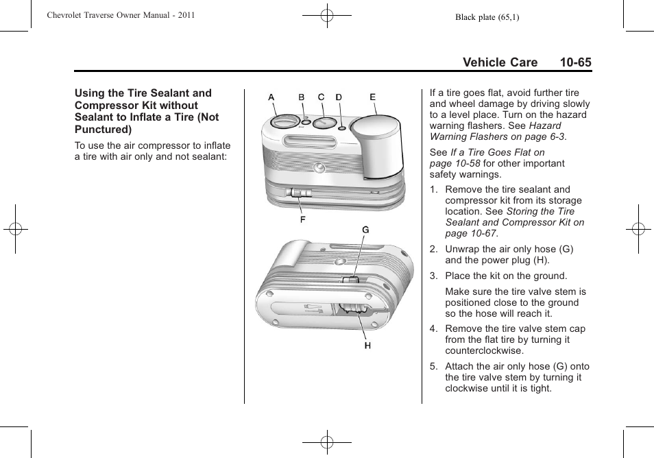 Vehicle care 10-65 | CHEVROLET 2011 Traverse User Manual | Page 377 / 452
