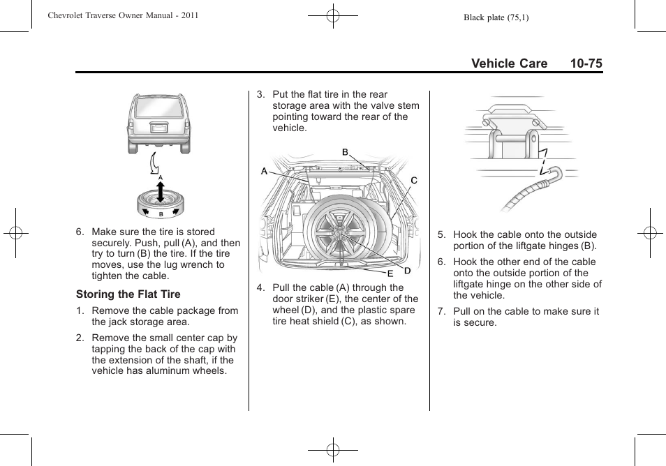 Vehicle care 10-75 | CHEVROLET 2011 Traverse User Manual | Page 387 / 452