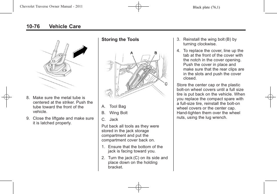 76 vehicle care | CHEVROLET 2011 Traverse User Manual | Page 388 / 452