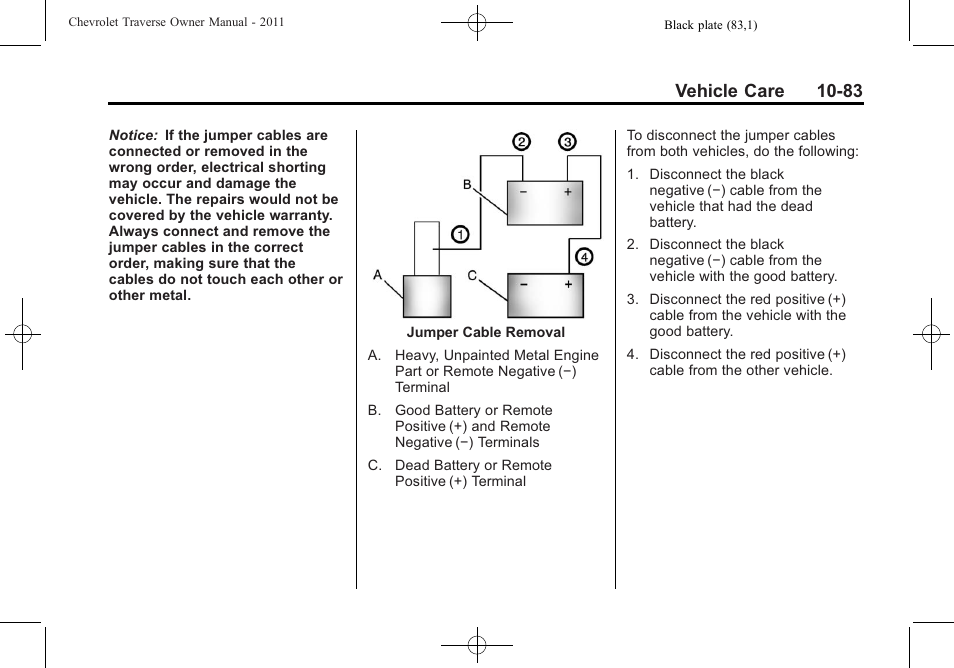 Vehicle care 10-83 | CHEVROLET 2011 Traverse User Manual | Page 395 / 452