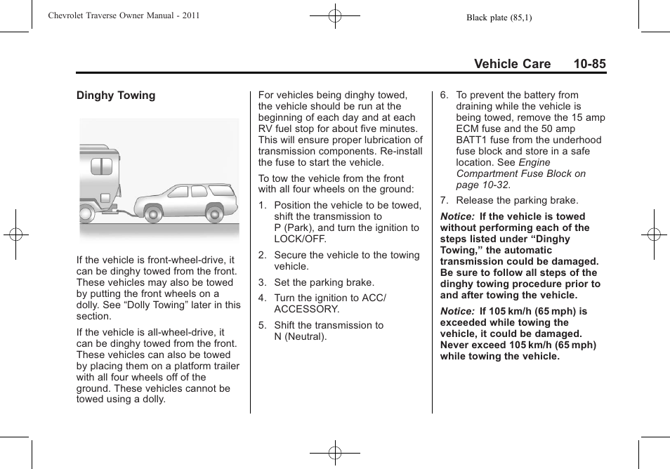 Vehicle care 10-85 | CHEVROLET 2011 Traverse User Manual | Page 397 / 452