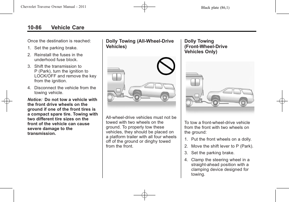 86 vehicle care | CHEVROLET 2011 Traverse User Manual | Page 398 / 452