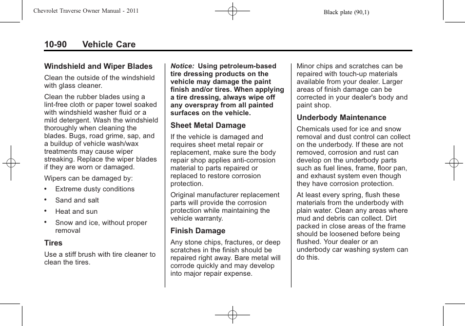 90 vehicle care | CHEVROLET 2011 Traverse User Manual | Page 402 / 452