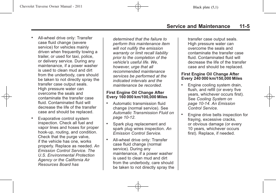 Service and maintenance 11-5 | CHEVROLET 2011 Traverse User Manual | Page 413 / 452