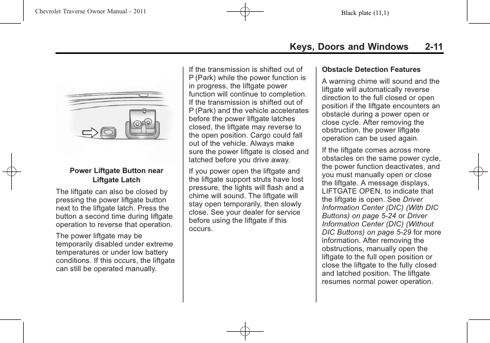 Keys, doors and windows 2-11 | CHEVROLET 2011 Traverse User Manual | Page 43 / 452