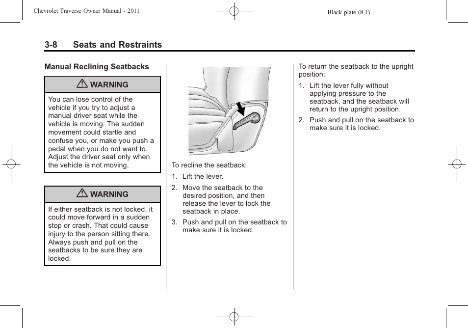 CHEVROLET 2011 Traverse User Manual | Page 64 / 452