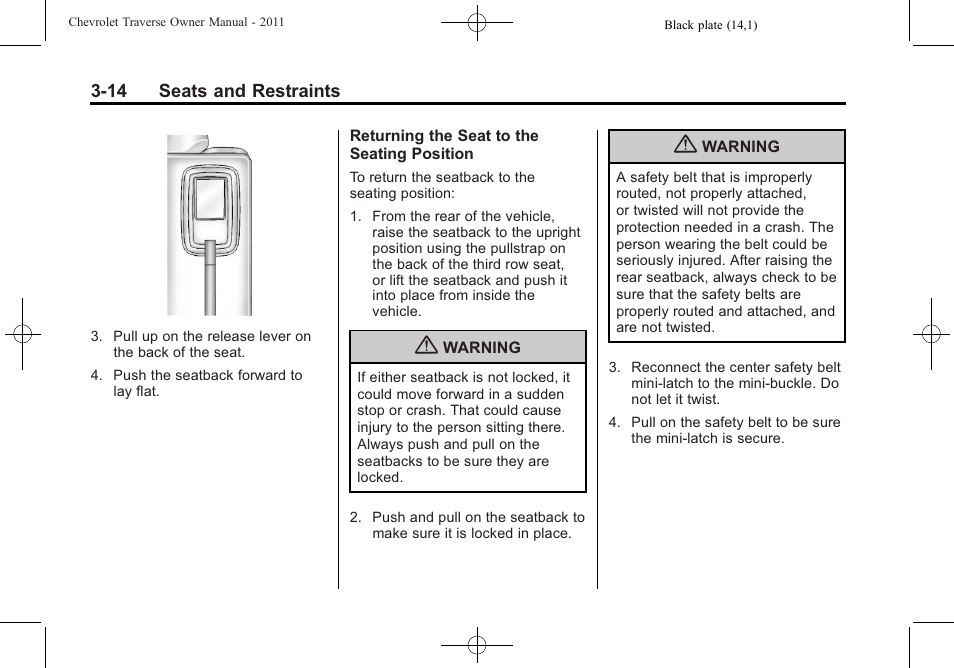 CHEVROLET 2011 Traverse User Manual | Page 70 / 452