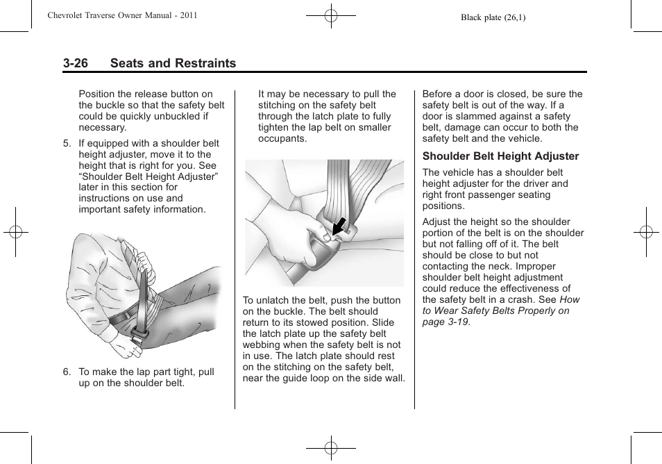 26 seats and restraints | CHEVROLET 2011 Traverse User Manual | Page 82 / 452