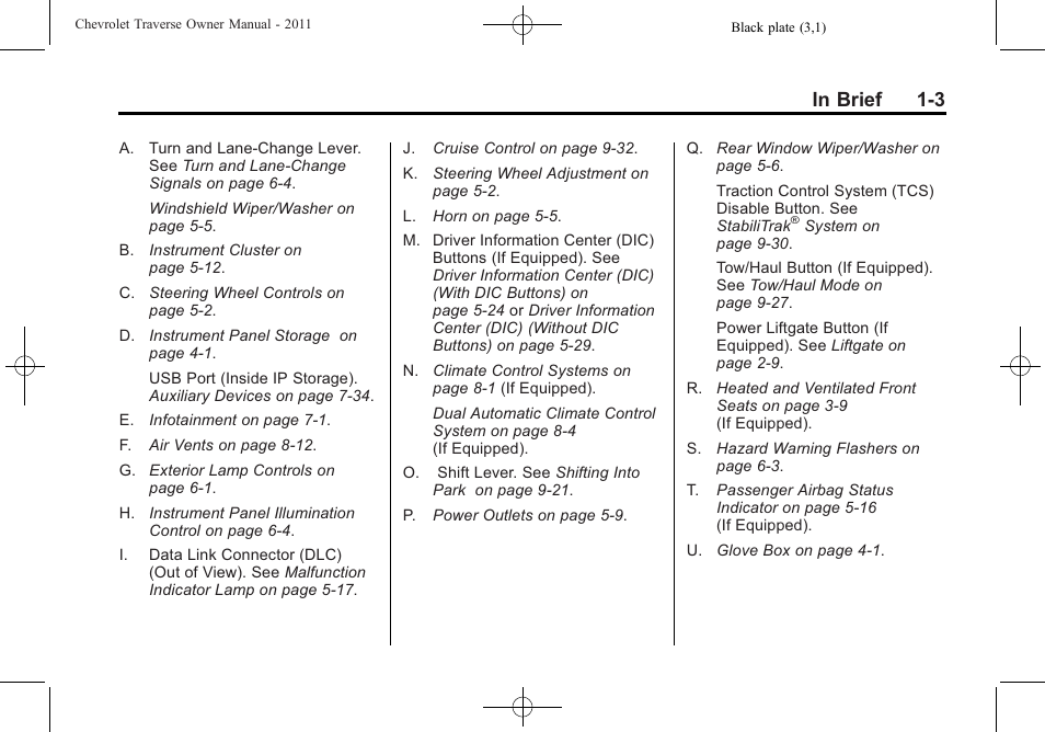 CHEVROLET 2011 Traverse User Manual | Page 9 / 452