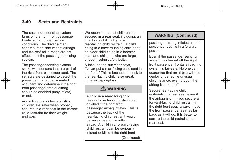 CHEVROLET 2011 Traverse User Manual | Page 96 / 452