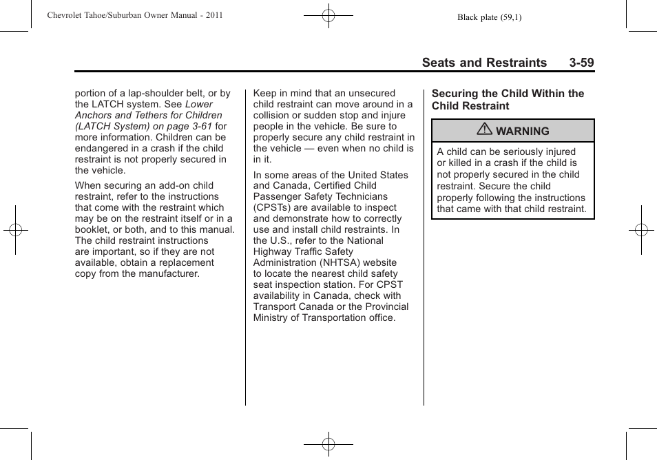 CHEVROLET 2011 Suburban User Manual | Page 121 / 522