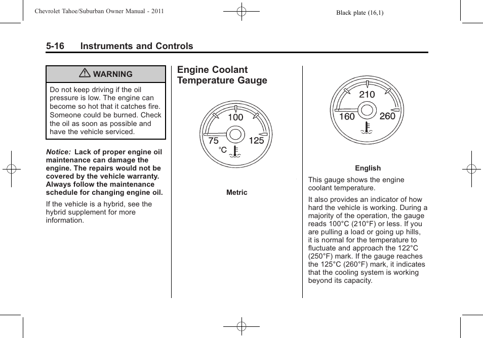 Engine coolant temperature gauge, Engine coolant temperature, Gauge -16 | CHEVROLET 2011 Suburban User Manual | Page 158 / 522