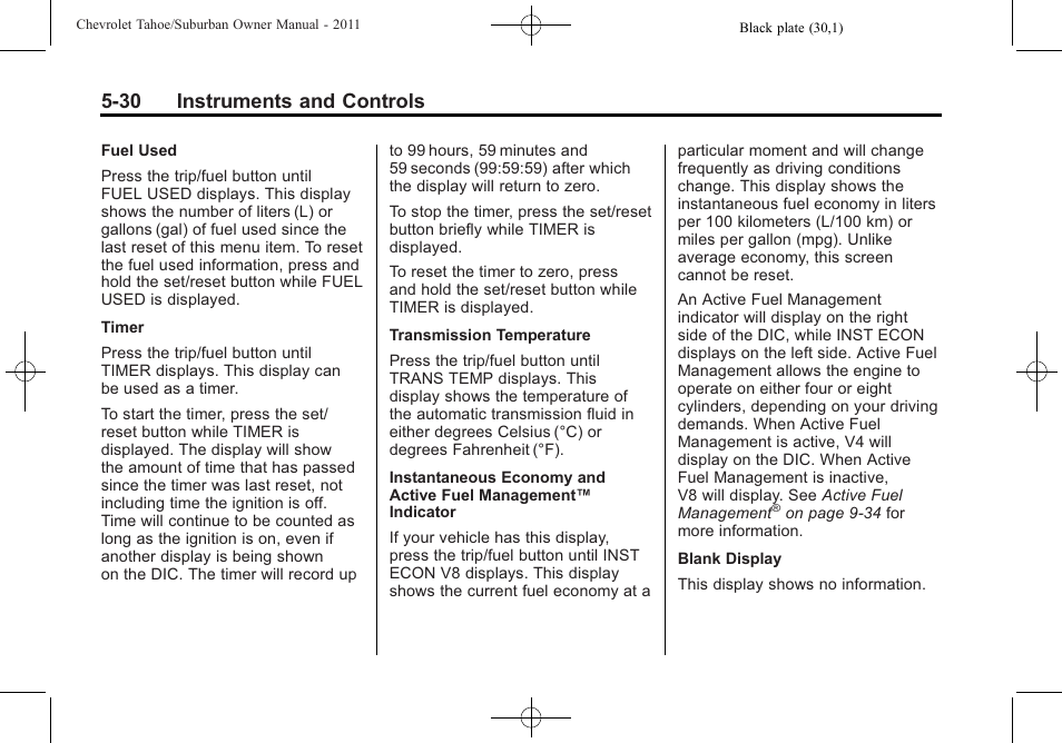 30 instruments and controls | CHEVROLET 2011 Suburban User Manual | Page 172 / 522