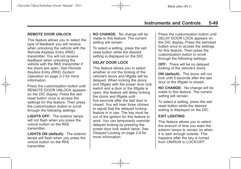 Instruments and controls 5-49 | CHEVROLET 2011 Suburban User Manual | Page 191 / 522