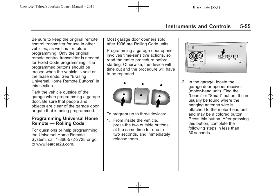 Instruments and controls 5-55 | CHEVROLET 2011 Suburban User Manual | Page 197 / 522