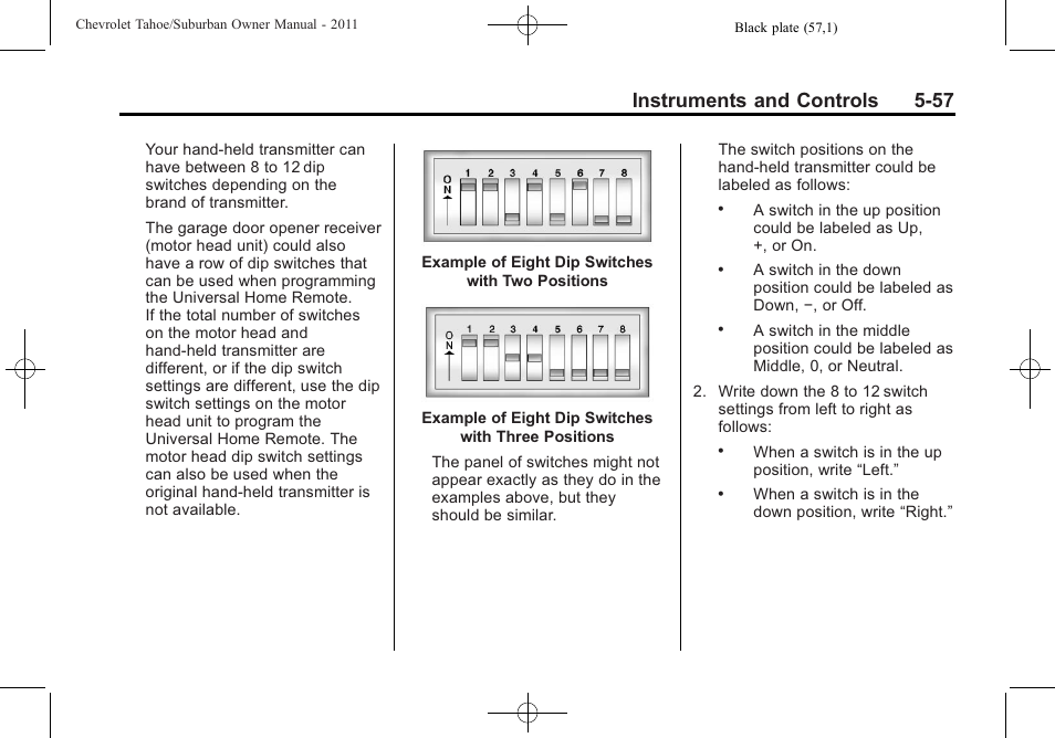 Instruments and controls 5-57 | CHEVROLET 2011 Suburban User Manual | Page 199 / 522