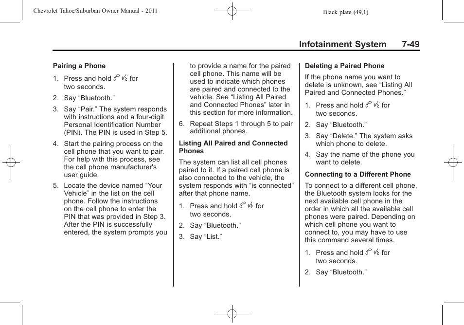 Infotainment system 7-49 | CHEVROLET 2011 Suburban User Manual | Page 261 / 522