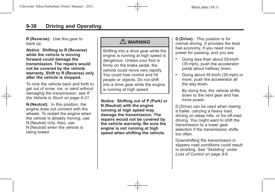 38 driving and operating | CHEVROLET 2011 Suburban User Manual | Page 318 / 522