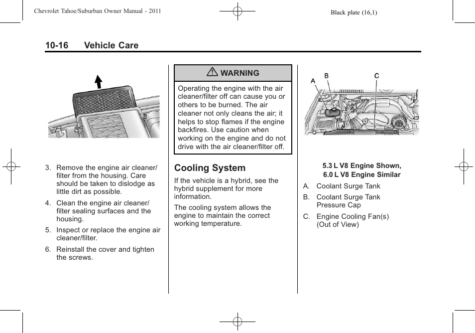 Cooling system, Cooling system -16 | CHEVROLET 2011 Suburban User Manual | Page 390 / 522