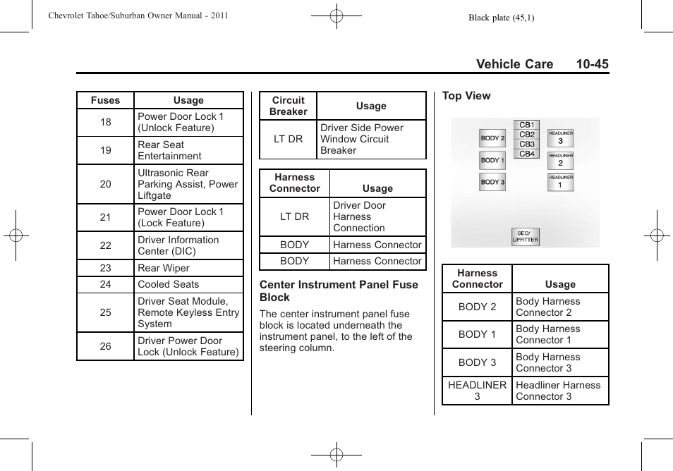 Vehicle care 10-45 | CHEVROLET 2011 Suburban User Manual | Page 419 / 522