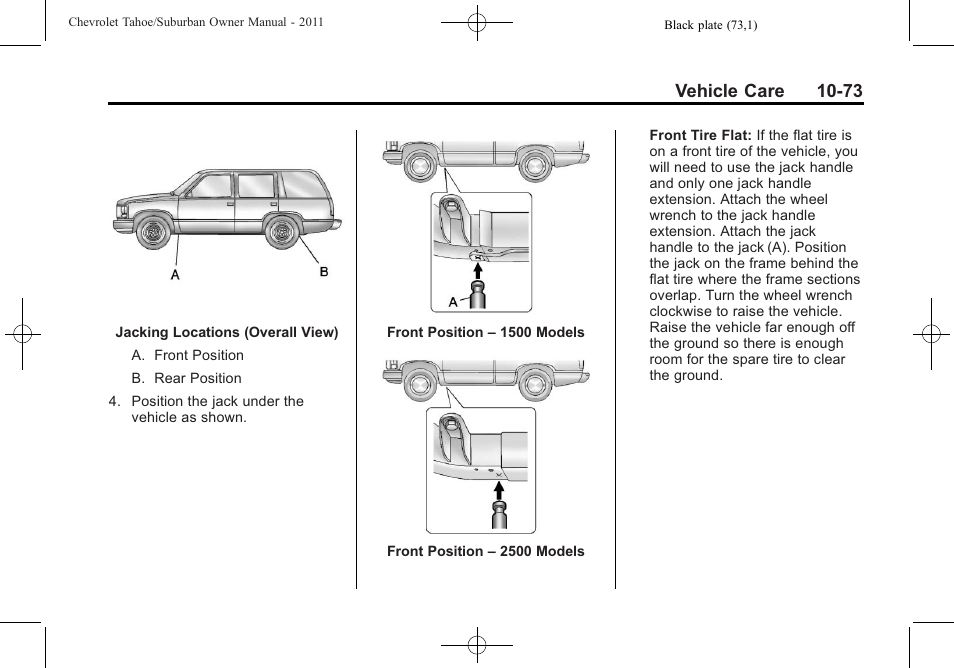 Vehicle care 10-73 | CHEVROLET 2011 Suburban User Manual | Page 447 / 522