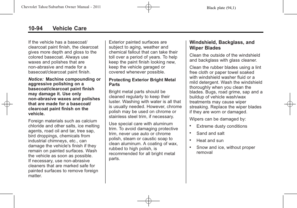 94 vehicle care | CHEVROLET 2011 Suburban User Manual | Page 468 / 522