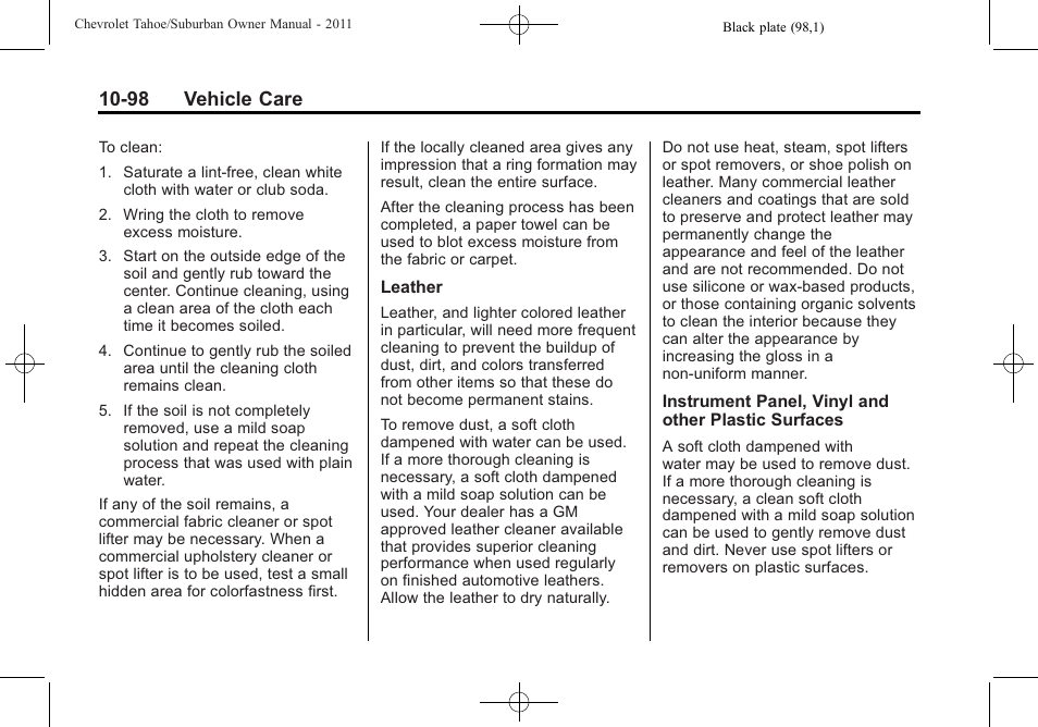 98 vehicle care | CHEVROLET 2011 Suburban User Manual | Page 472 / 522