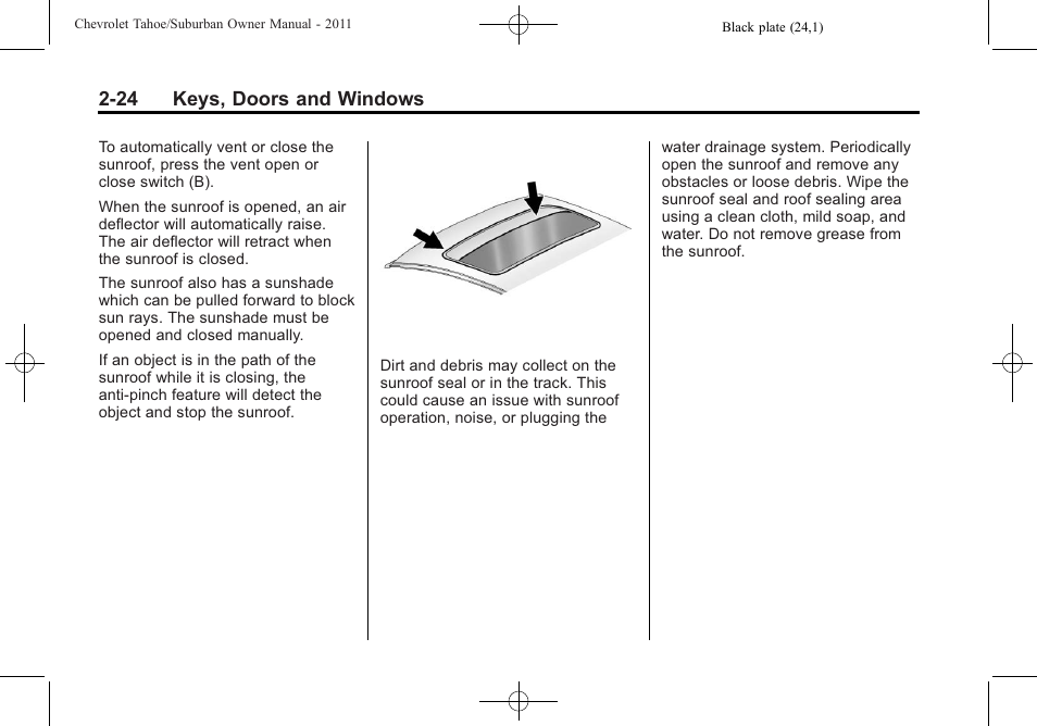 24 keys, doors and windows | CHEVROLET 2011 Suburban User Manual | Page 62 / 522