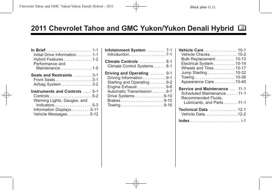 CHEVROLET 2011 Tahoe User Manual | 98 pages