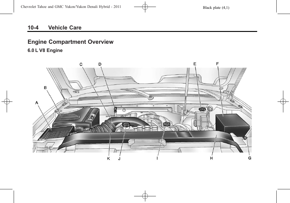 Engine compartment overview, Engine compartment, Overview -4 | CHEVROLET 2011 Tahoe User Manual | Page 52 / 98