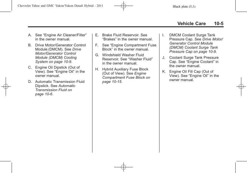 Vehicle care 10-5 | CHEVROLET 2011 Tahoe User Manual | Page 53 / 98